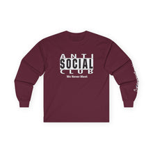 Load image into Gallery viewer, Unisex Long Sleeve Tee - Anti-Social Club, Graphic Shirt, Casual Wear, Gift for Introverts, Unique Style, Trendy Fashion