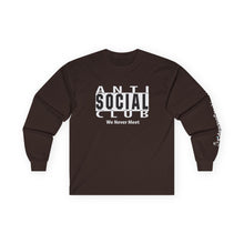 Load image into Gallery viewer, Unisex Long Sleeve Tee - Anti-Social Club, Graphic Shirt, Casual Wear, Gift for Introverts, Unique Style, Trendy Fashion