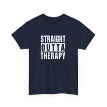 Load image into Gallery viewer, Straight Outta Therapy Unisex Heavy Cotton Tee, Funny Graphic Tee, Humor Shirt, Gift for Mental Health Awareness, Casual Wear, [...]