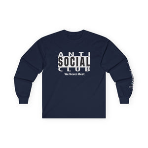 Unisex Long Sleeve Tee - Anti-Social Club, Graphic Shirt, Casual Wear, Gift for Introverts, Unique Style, Trendy Fashion