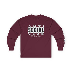 Unisex Long Sleeve Tee - Anti-Social Club, Graphic Shirt, Casual Wear, Gift for Introverts, Unique Style, Trendy Fashion