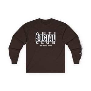 Unisex Long Sleeve Tee - Anti-Social Club, Graphic Shirt, Casual Wear, Gift for Introverts, Unique Style, Trendy Fashion