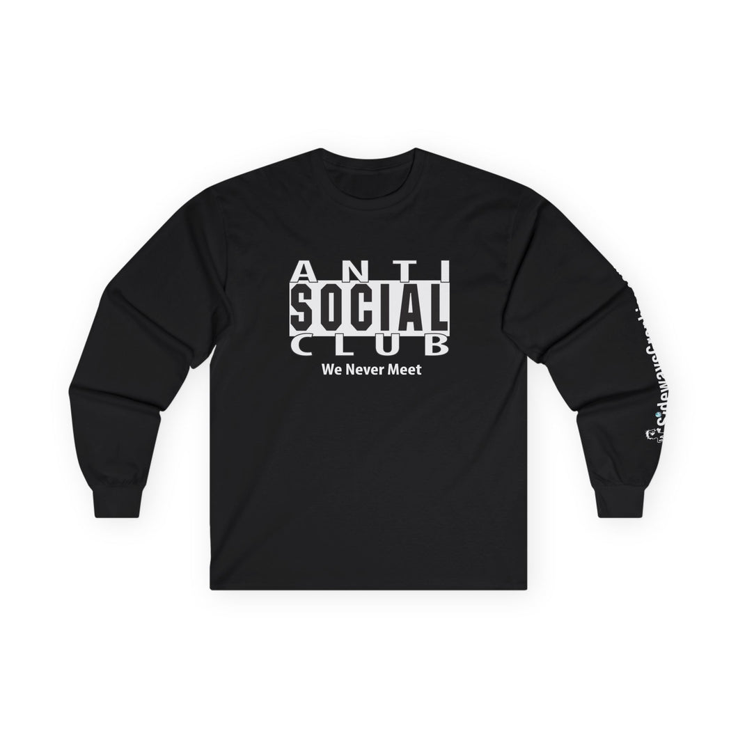 Unisex Long Sleeve Tee - Anti-Social Club, Graphic Shirt, Casual Wear, Gift for Introverts, Unique Style, Trendy Fashion
