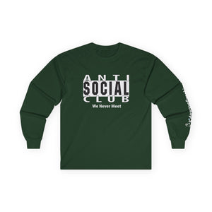 Unisex Long Sleeve Tee - Anti-Social Club, Graphic Shirt, Casual Wear, Gift for Introverts, Unique Style, Trendy Fashion